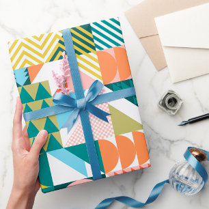 Modern Geometric Abstract Pattern Bold Retro Wrapping Paper