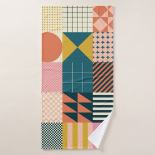 Modern geometric abstract pattern design with simp bath towel