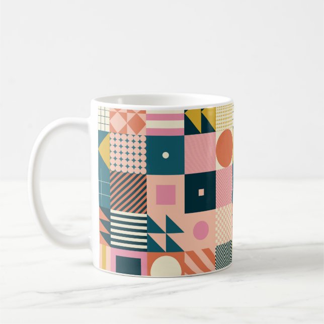 Modern geometric abstract pattern design with simp coffee mug (Left)