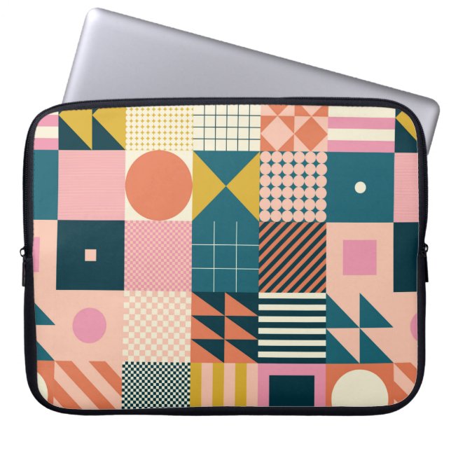 Modern geometric abstract pattern design with simp laptop sleeve (Front)