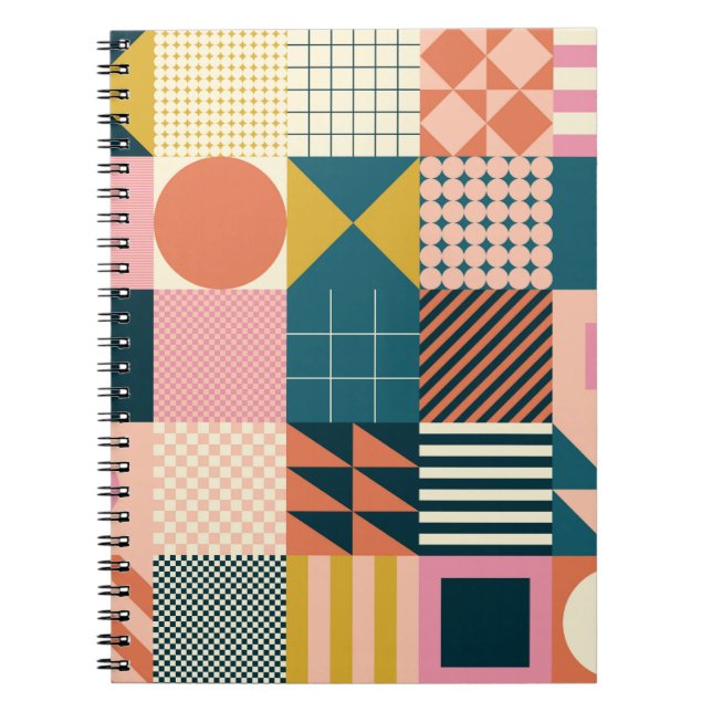 Modern geometric abstract pattern design with simp notebook (Front)
