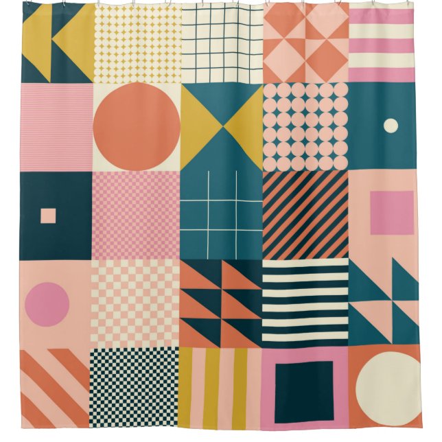 Modern geometric abstract pattern design with simp shower curtain (Front)