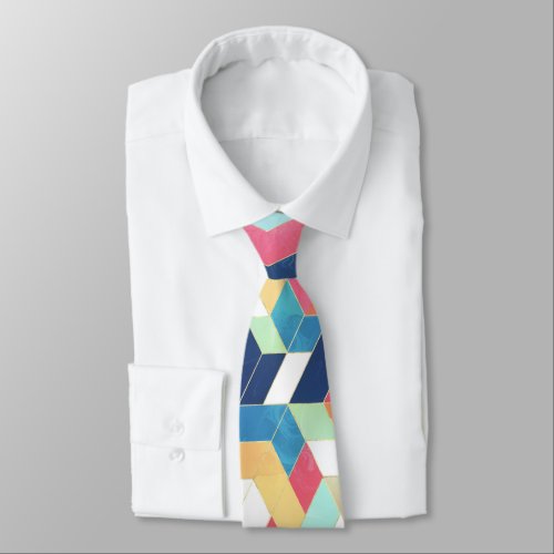 Modern geometric abstract pattern neck tie