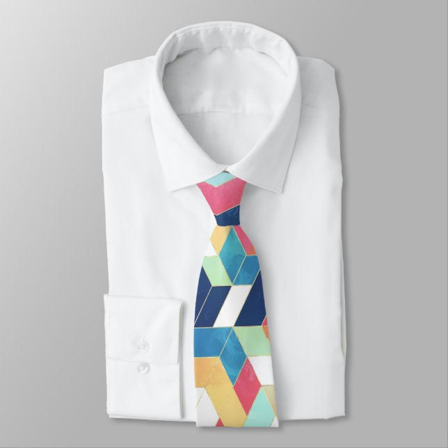 Modern geometric abstract pattern neck tie (Tied)