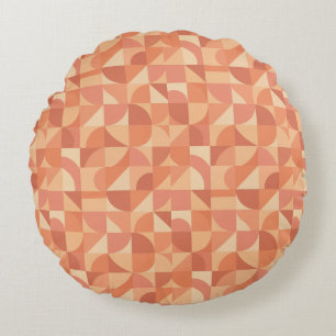Modern Geometric Abstract Peach & Terracotta Round Pillow