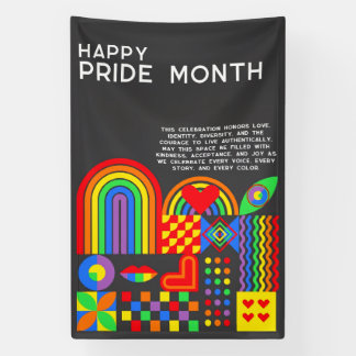 Modern Geometric Abstract Pride Month Rainbow Banner