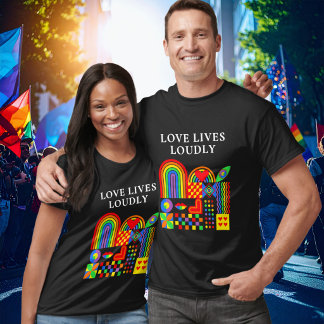 Modern Geometric Abstract Pride Month Rainbow T-Shirt