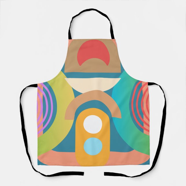 Modern Geometric Abstract Retro Design Apron (Front)