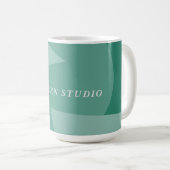 Modern geometric abstract sage green custom office coffee mug (Front Right)