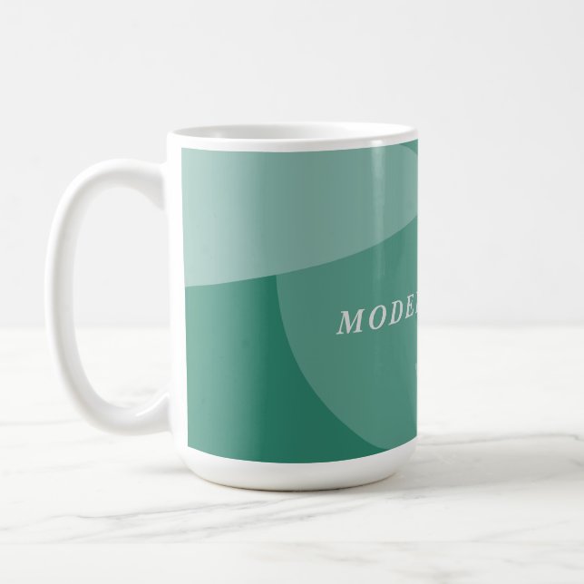 Modern geometric abstract sage green custom office coffee mug (Left)