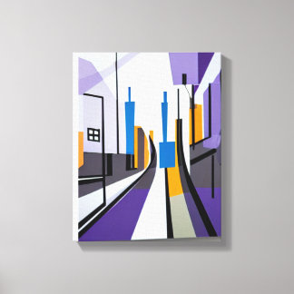 Modern Geometric Abstract Street Buildings Canvas Print