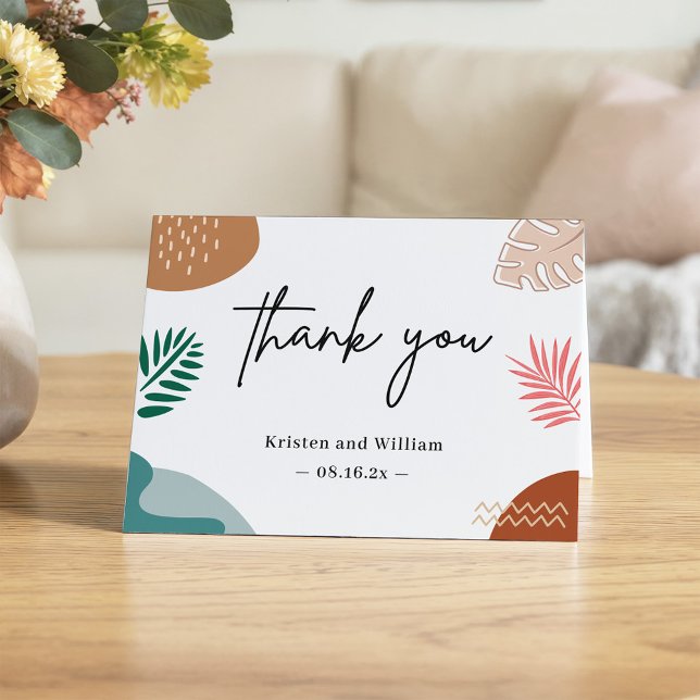 Modern Geometric Abstract Tropical Summer Letterpress Thank You Card (Creator Uploaded)