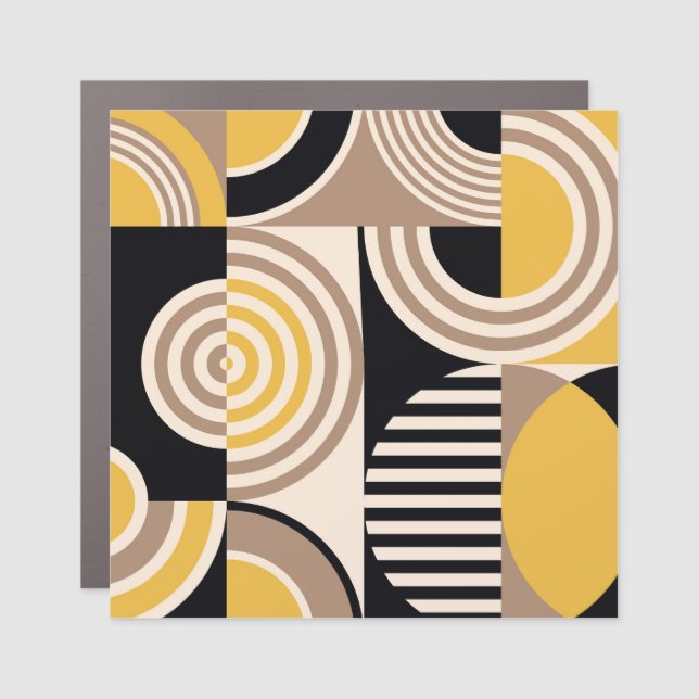 Modern geometric, abstract vintage pattern car magnet (Front)