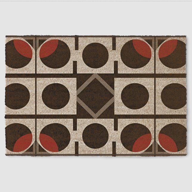 Modern Geometric Abstract With Circles Fiber Doormat (Front)