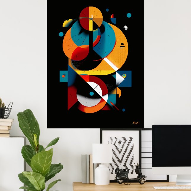 Modern Geometric Abstraction – Bauhaus Orbit Poster (Home Office)