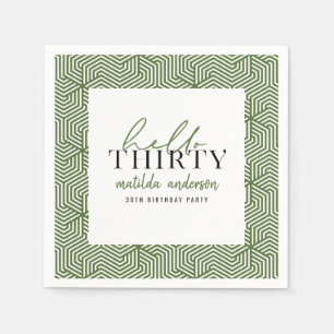 Modern geometric and script 30th birthday party napkins
