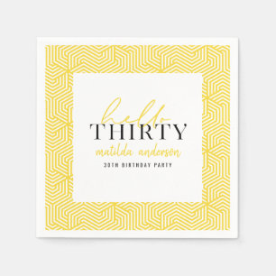 Modern geometric and script 30th birthday party napkins
