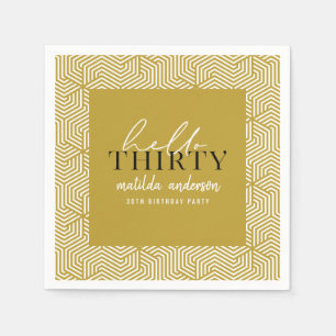 Modern geometric and script 30th birthday party napkins