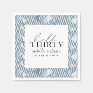 Modern geometric and script 30th birthday party napkins