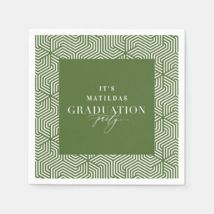 Modern geometric and script graduation party napkins