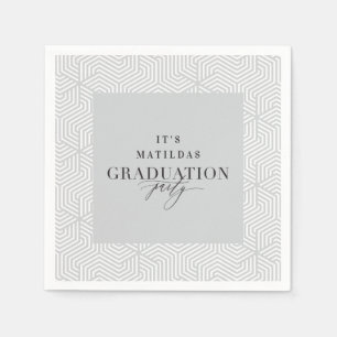 Modern geometric and script graduation party napkins