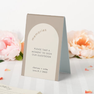 Modern Geometric Arch Beige Please Sign Guestbook