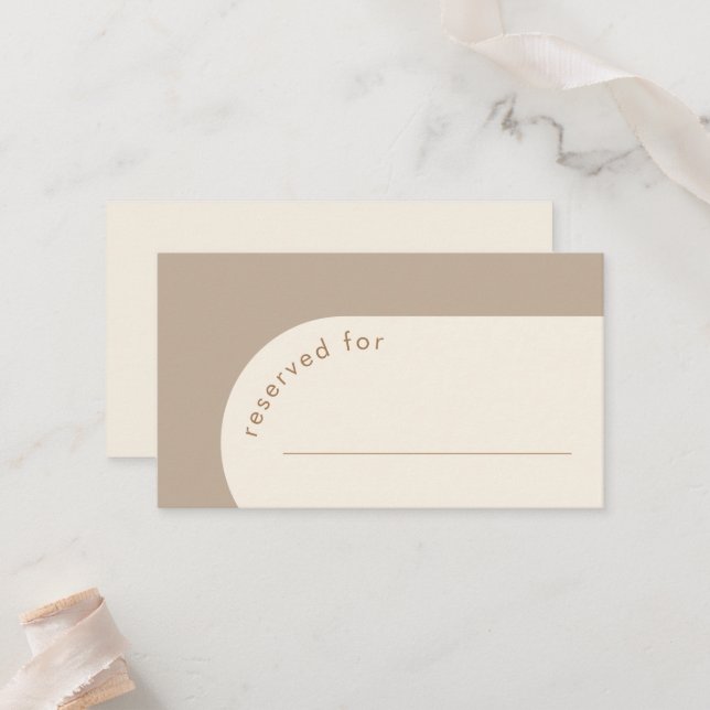 Modern Geometric Arch Beige Sand Wedding Escort Place Card (Front/Back In Situ)