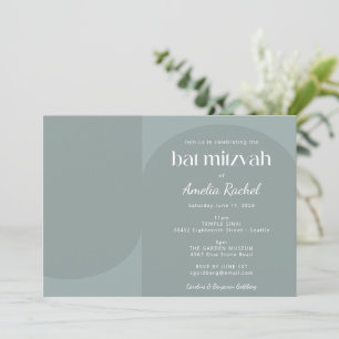 Modern Geometric Arch Dusty Teal Bat Mitzvah Invitation