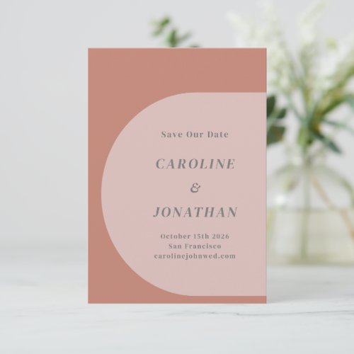 Modern Geometric Arch Terracotta Blush Wedding Save The Date