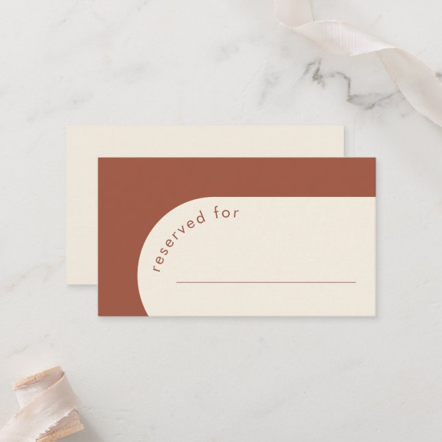 Modern Geometric Arch Terracotta Wedding Escort Place Card (Front/Back In Situ)