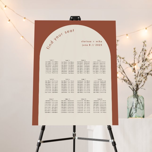 Modern Geometric Arch Terracotta Wedding Seating  Foam Board (In Situ (Stand))