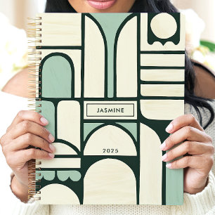 Modern Geometric Arches 2025 Custom Name Planner