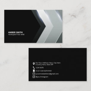 Modern Geometric Arrows   Icons on Black Business Card