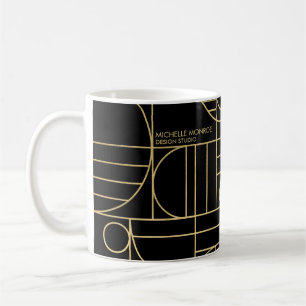 Modern Geometric Art Deco Faux Gold/Black Coffee Mug