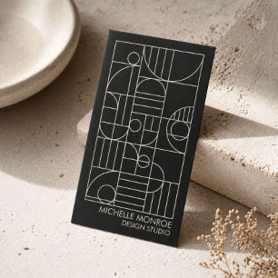 Modern Geometric Art Deco Gray/Black Designer Business Card