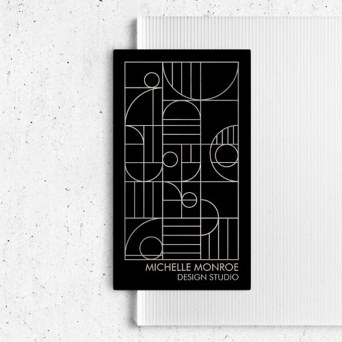 Modern Geometric Art Deco GrayBlack Designer Business Card