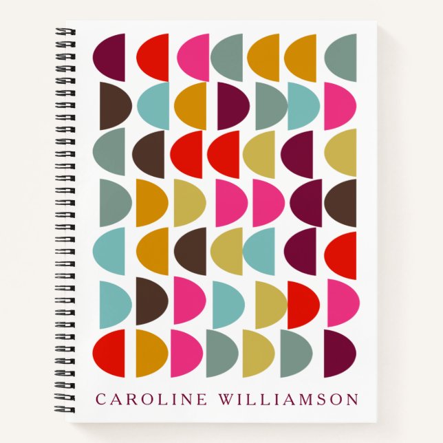 Modern Geometric Art in Earthy Autumn Personalized Notebook (Front)