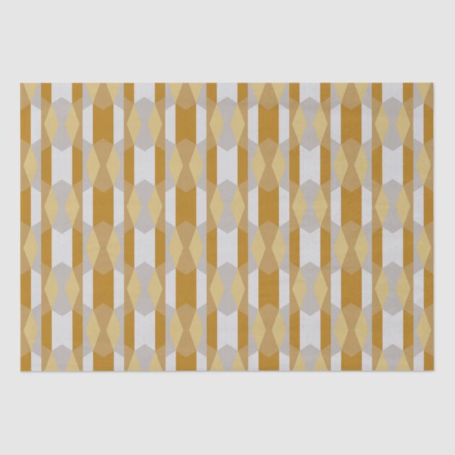 Modern Geometric Art in Golden Yellow, Grey Silver Tissue Paper (Front)