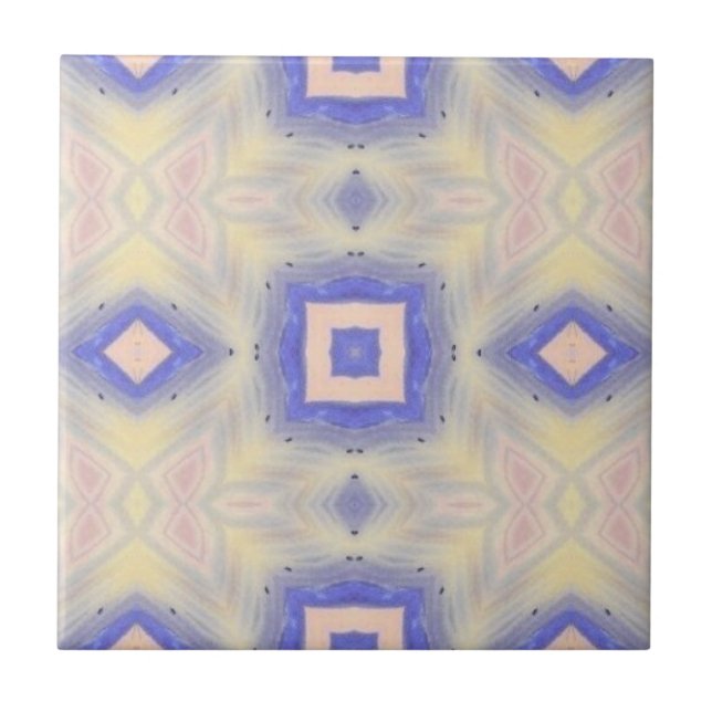 Modern geometric art lavender purple yellow pink ceramic tile (Front)