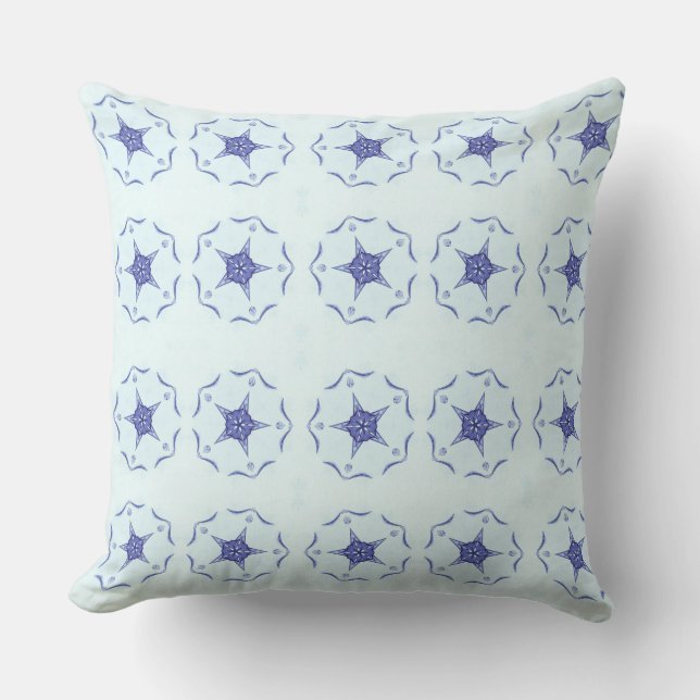 Modern Geometric Art Light Blue Star Pillow (Front)