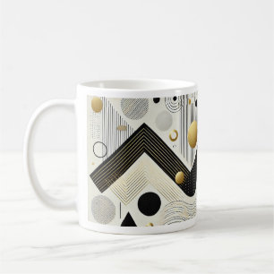Modern Geometric Art Mug   Stylish Black & Gold Ab