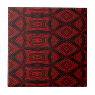 Modern Geometric Art Pattern Red Black holiday Ceramic Tile