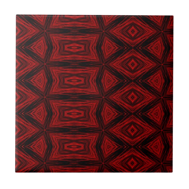 Modern Geometric Art Pattern Red Black holiday Ceramic Tile (Front)