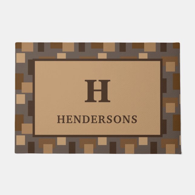 Modern Geometric Art Personalized Monogrammed Door Doormat (Front)