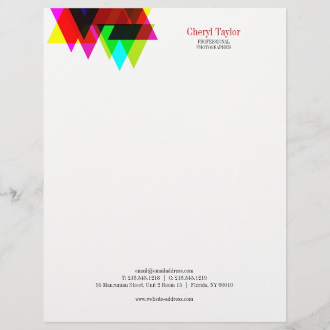 Modern Geometric Artistic Logo Professional Letterhead (Front)