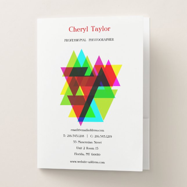 Modern Geometric Artistic Logo Professional Pocket Folder (Front)