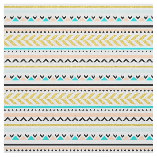 Modern Geometric Aztec Tribal Inspired Pattern Fabric