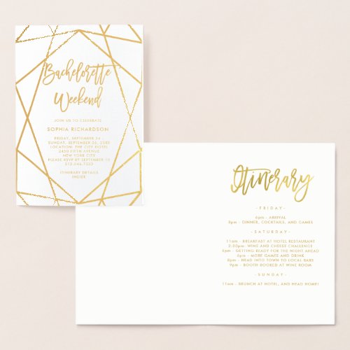 Modern Geometric Bachelorette Weekend Foil Card