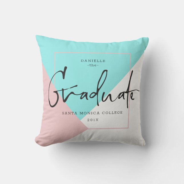 Modern geometric background Graduate Typography 2 Throw Pillow (Front)