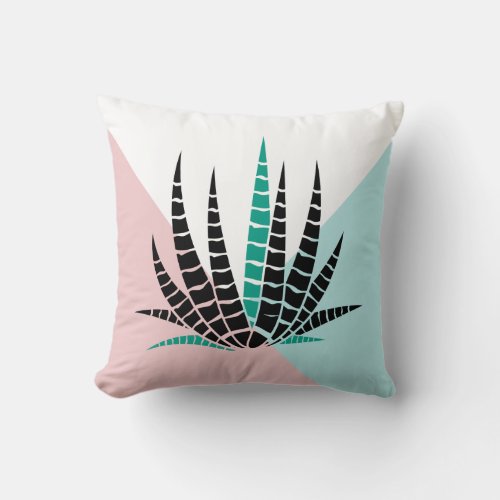 Modern geometric background stylized aloe vera throw pillow